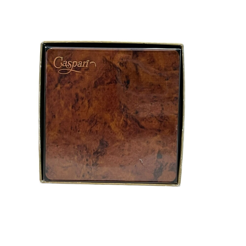✨ NIB Caspari Faux Burlwood Coaster Set of 8 ✨